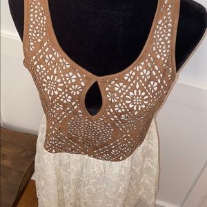 gimmicks by BKE lace and suede tank NWOT